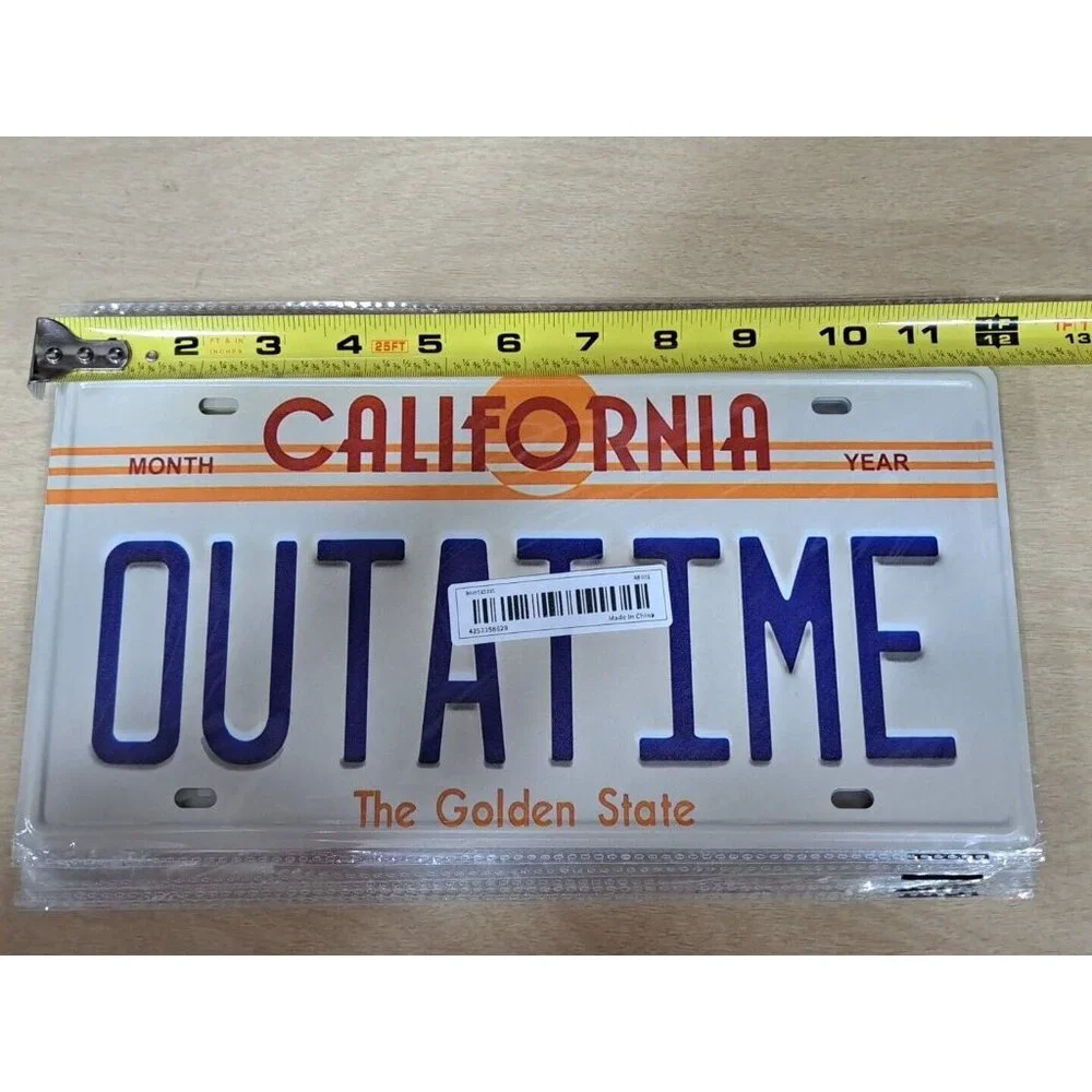 Outatime License California‎ Novelty Plate Back to the Future, Metal, New